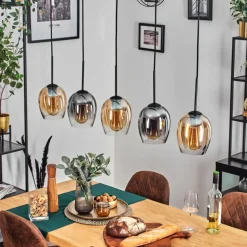 Vevino Suspension Ambre, Clair, Fumé, 5 lumières