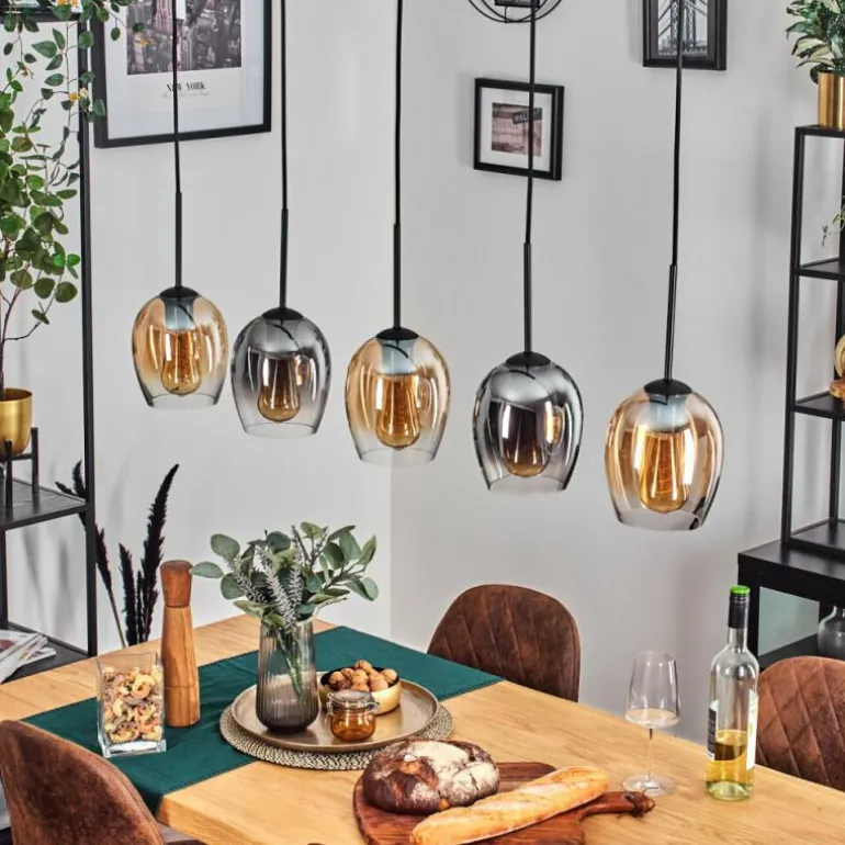 Vevino Suspension Ambre, Clair, Fumé, 5 lumières