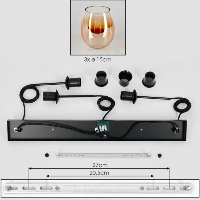 Vevino Suspension Noir, 3 lumières