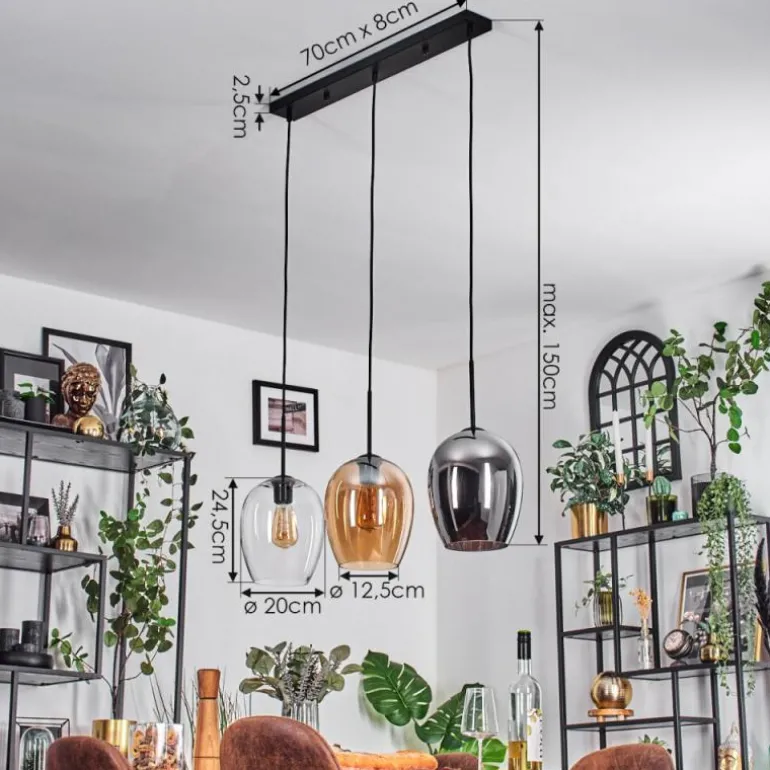 Vevino Suspension Noir, 3 lumières