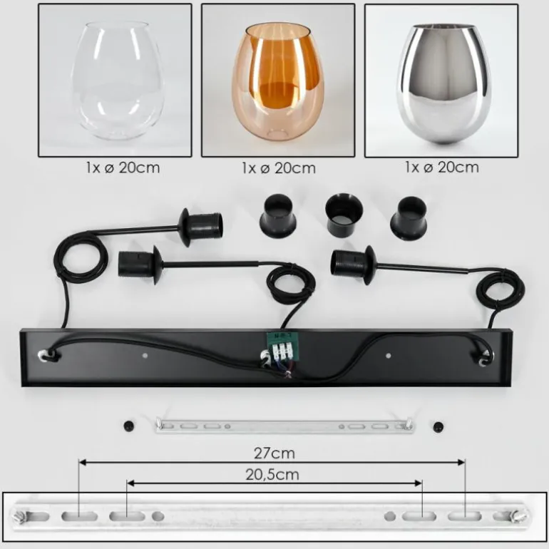 Vevino Suspension Noir, 3 lumières