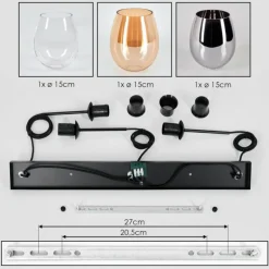 Vevino Suspension Noir, 3 lumières