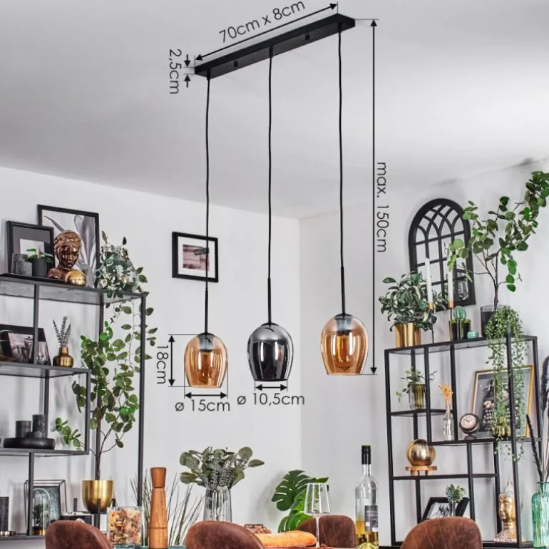 Vevino Suspension Noir, 3 lumières