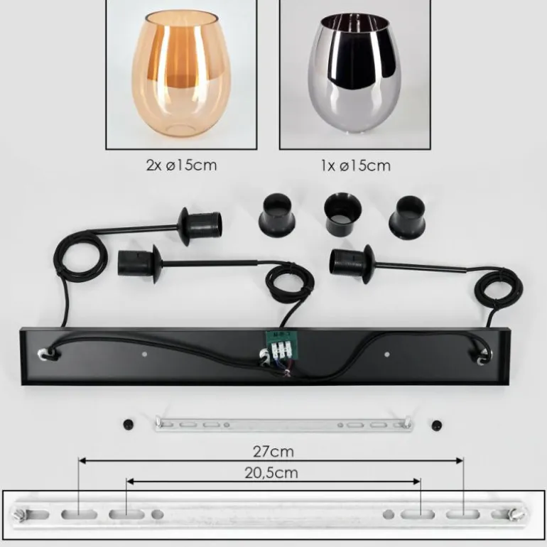 Vevino Suspension Noir, 3 lumières