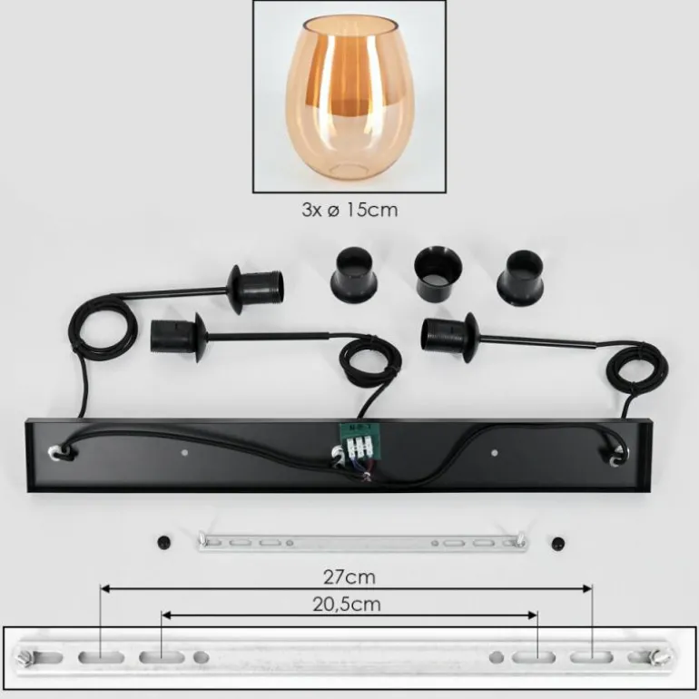 Vevino Suspension Noir, 3 lumières