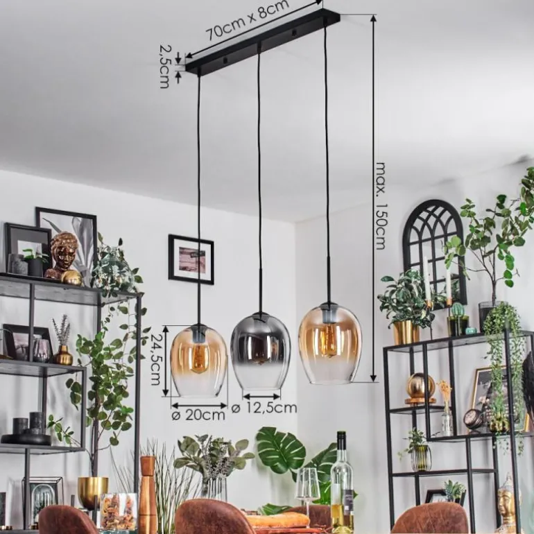 Vevino Suspension Noir, 3 lumières