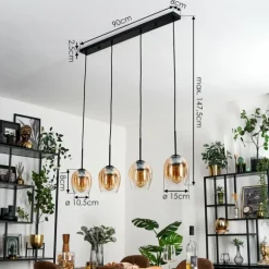 Vevino Suspension Noir, 4 lumières