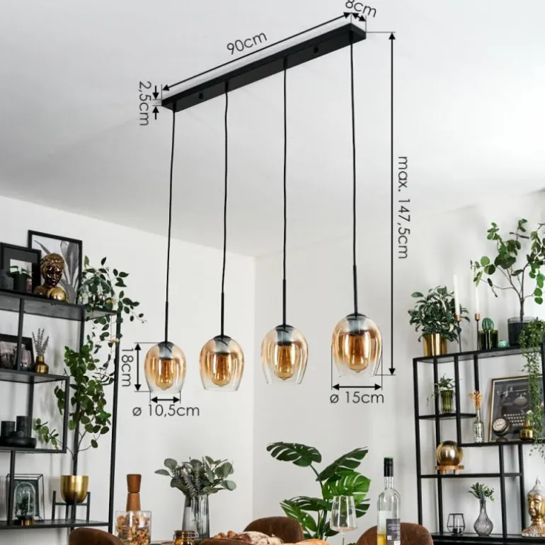 Vevino Suspension Noir, 4 lumières