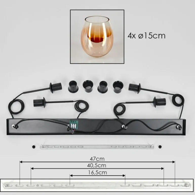 Vevino Suspension Noir, 4 lumières