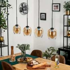 Vevino Suspension Noir, 4 lumières