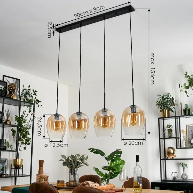 Vevino Suspension Noir, 4 lumières