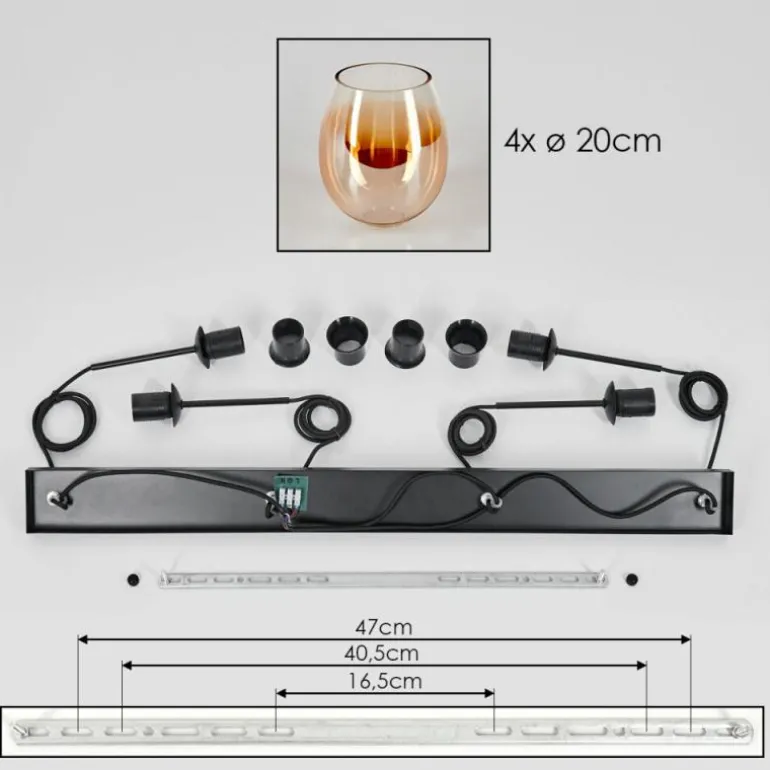 Vevino Suspension Noir, 4 lumières