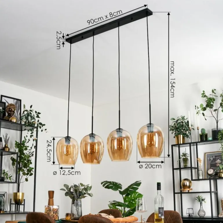 Vevino Suspension Noir, 4 lumières