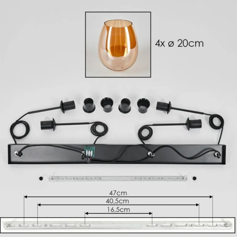 Vevino Suspension Noir, 4 lumières
