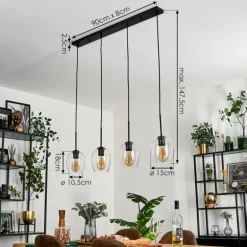 Vevino Suspension Noir, 4 lumières