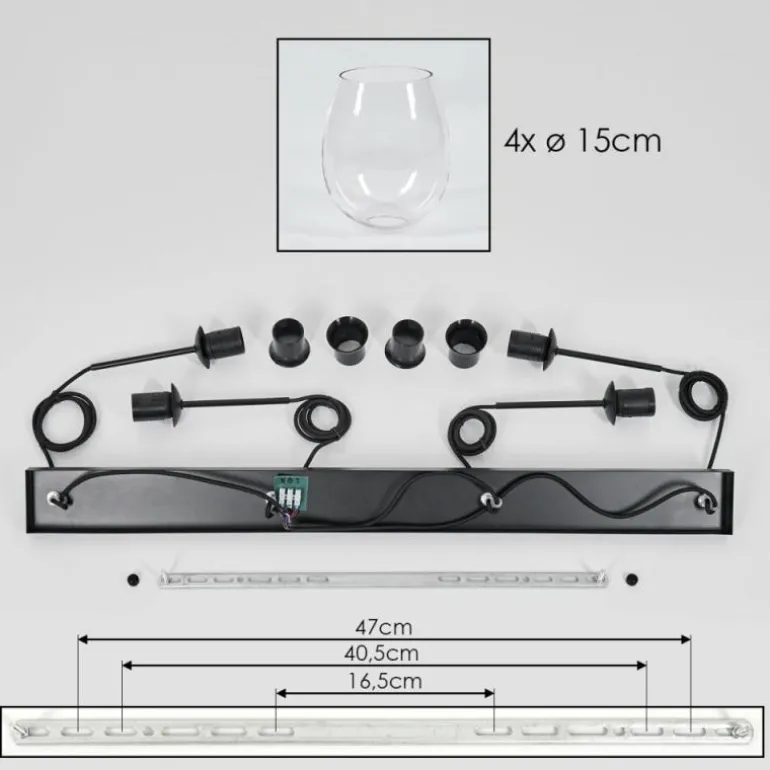 Vevino Suspension Noir, 4 lumières