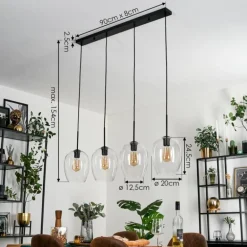 Vevino Suspension Noir, 4 lumières