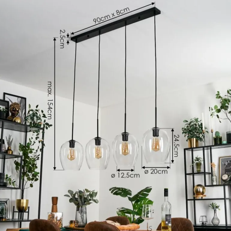 Vevino Suspension Noir, 4 lumières