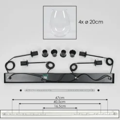 Vevino Suspension Noir, 4 lumières