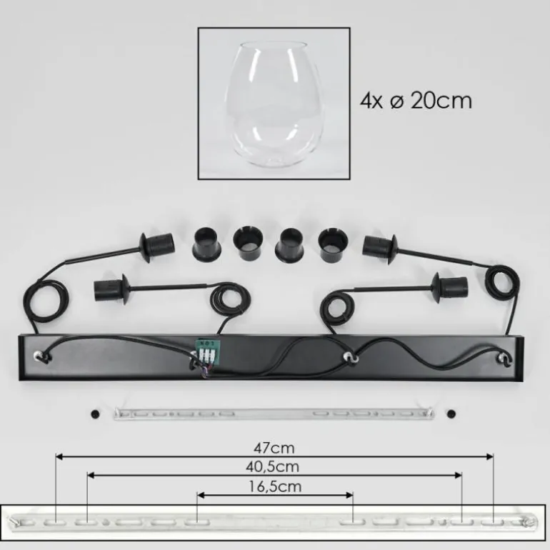 Vevino Suspension Noir, 4 lumières