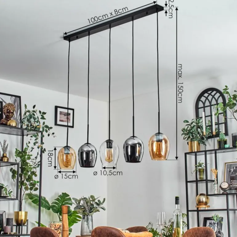 Vevino Suspension Noir, 5 lumières