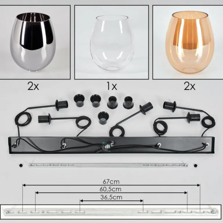 Vevino Suspension Noir, 5 lumières