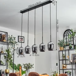 Vevino Suspension Noir, 5 lumières