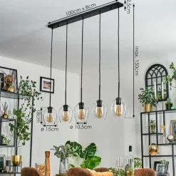 Vevino Suspension Noir, 5 lumières