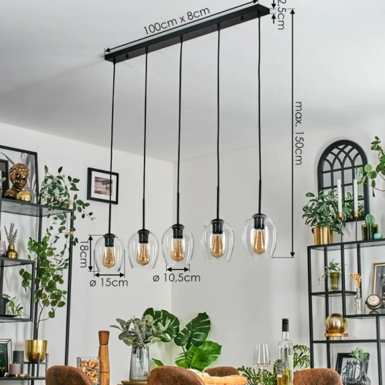 Vevino Suspension Noir, 5 lumières