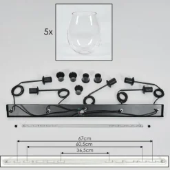 Vevino Suspension Noir, 5 lumières