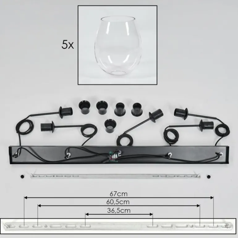 Vevino Suspension Noir, 5 lumières