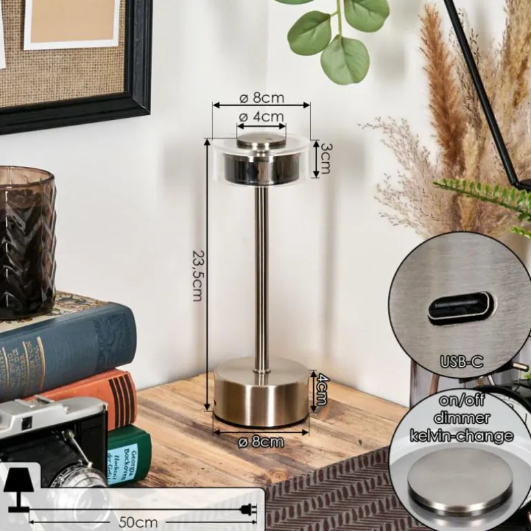 Viada Lampe de bureau, Lampe à poser LED Chrome, Nickel mat, 1 lumière