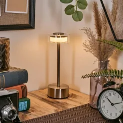 Viada Lampe de bureau, Lampe à poser LED Chrome, Nickel mat, 1 lumière