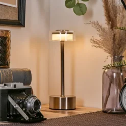 Viada Lampe de bureau, Lampe à poser LED Chrome, Nickel mat, 1 lumière