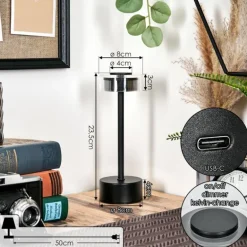 Viada Lampe de bureau, Lampe à poser LED Noir, 1 lumière