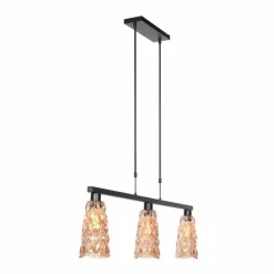 Vidrio Suspension Luminaires Steinhauer Noir, 3 lumières