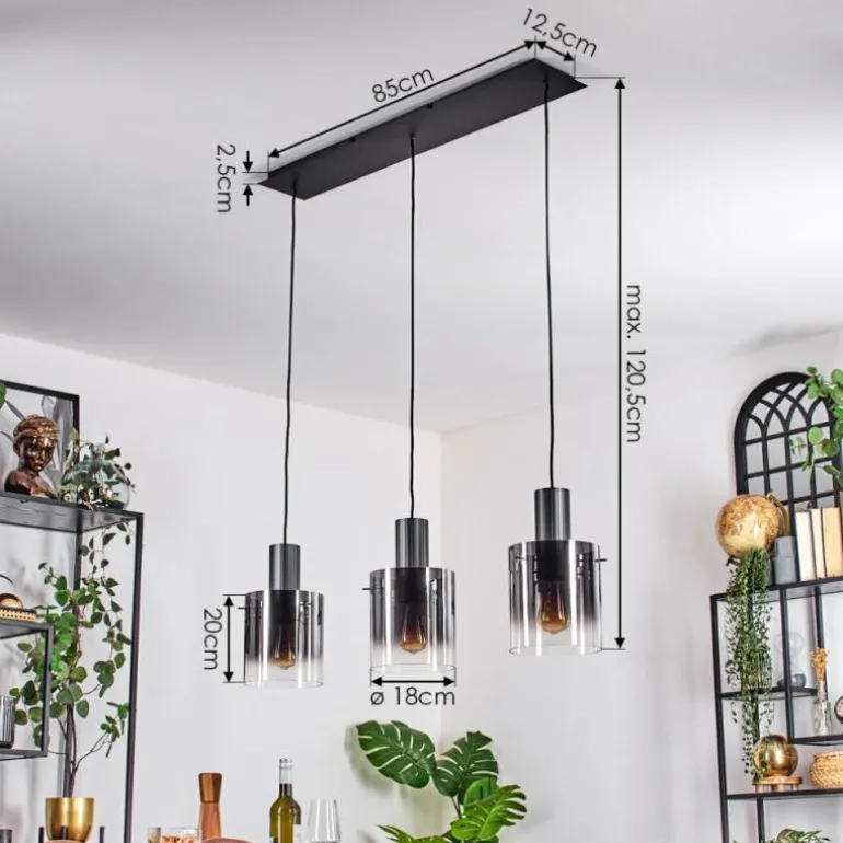 Vireda Suspension, Suspension Anthracite, 3 lumières