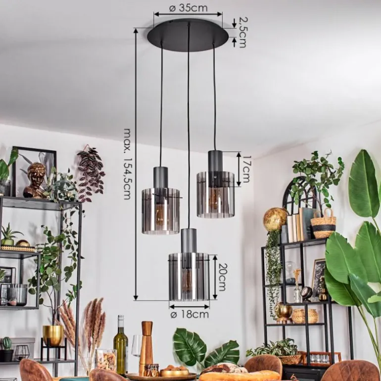 Vireda Suspension, Suspension Anthracite, 3 lumières