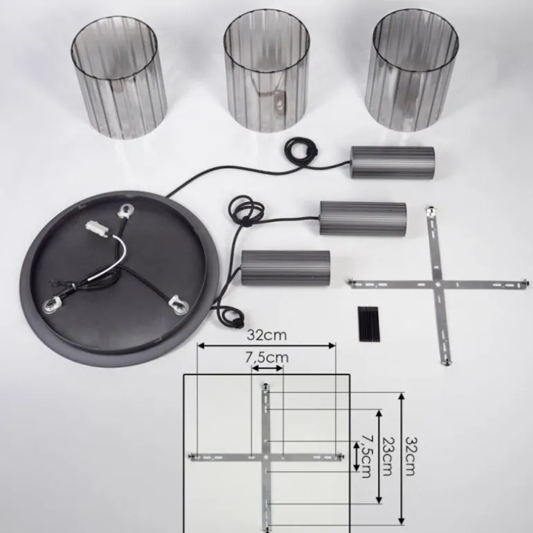 Vireda Suspension, Suspension Anthracite, 3 lumières