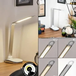 Vringelby Lampe de bureau, Lampe à poser, Liseuse LED Argenté, Blanc, 1 lumière