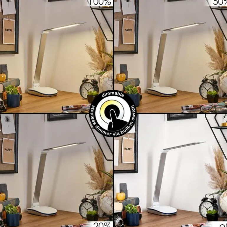 Vringelby Lampe de bureau, Lampe à poser, Liseuse LED Argenté, Blanc, 1 lumière