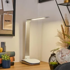 Vringelby Lampe de bureau, Lampe à poser, Liseuse LED Argenté, Blanc, 1 lumière