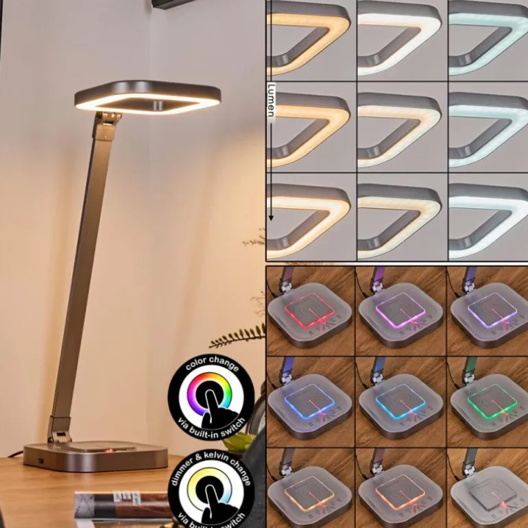 Vringelby Lampe de bureau, Lampe à poser, Liseuse LED Argenté, 1 lumière, Changeur de couleurs