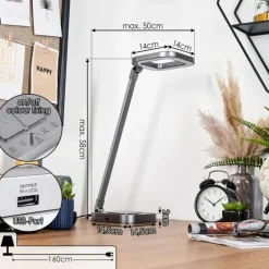 Vringelby Lampe de bureau, Lampe à poser, Liseuse LED Argenté, 1 lumière, Changeur de couleurs