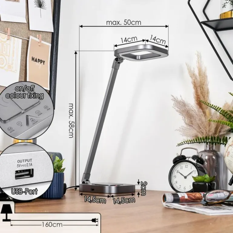 Vringelby Lampe de bureau, Lampe à poser, Liseuse LED Argenté, 1 lumière, Changeur de couleurs