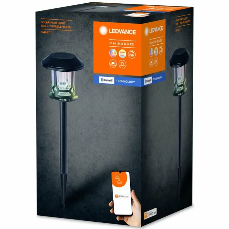 WIF Lampe solaire Luminaires Ledvance LED Noir, 1 lumière, Détecteur de mouvement, Changeur de couleurs