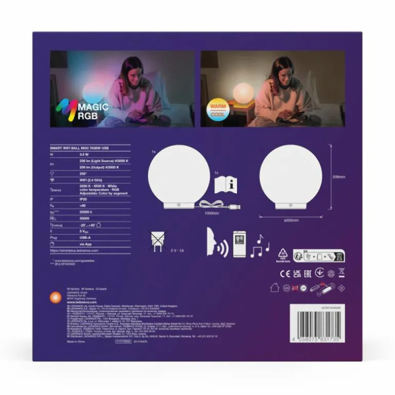 Wifi Lampe à poser Luminaires Ledvance LED Blanc, 1 lumière, Changeur de couleurs