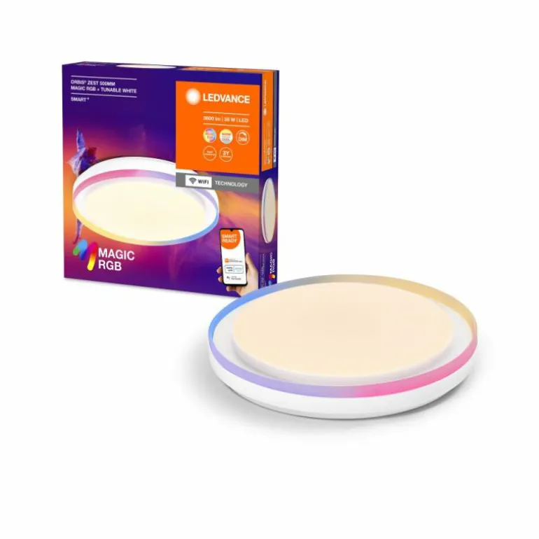 Wifi Plafonnier Luminaires Ledvance LED Blanc, 1 lumière, Changeur de couleurs