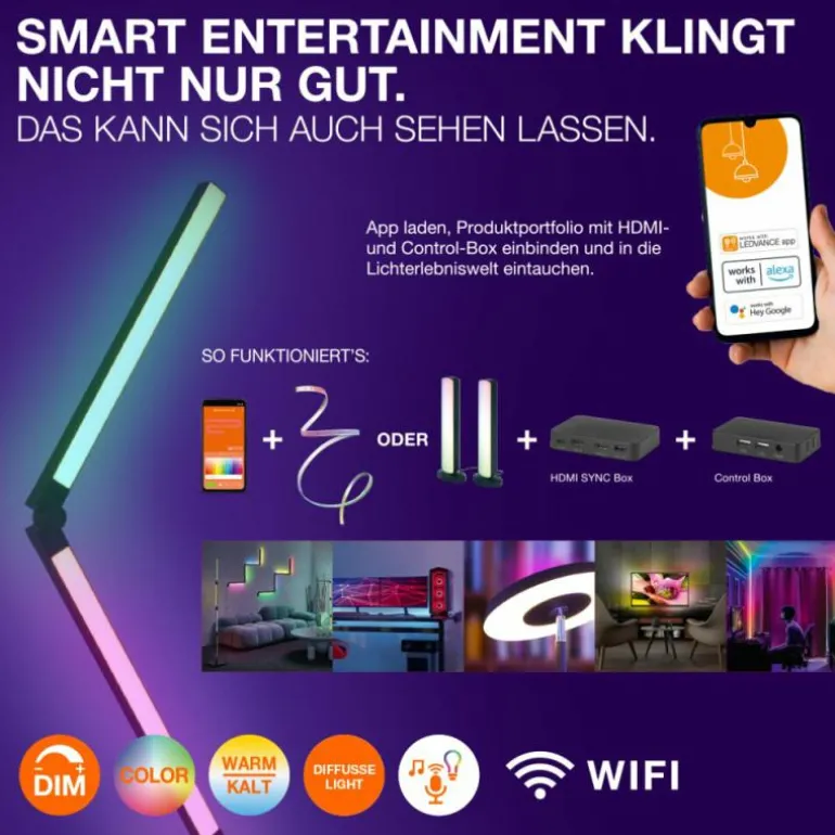 Wifi Plafonnier Luminaires Ledvance LED Blanc, 1 lumière, Changeur de couleurs