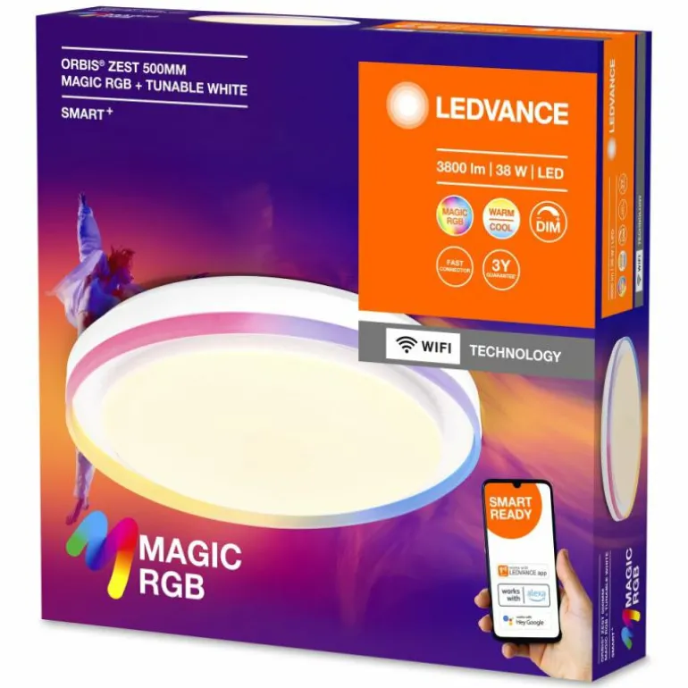 Wifi Plafonnier Luminaires Ledvance LED Blanc, 1 lumière, Changeur de couleurs